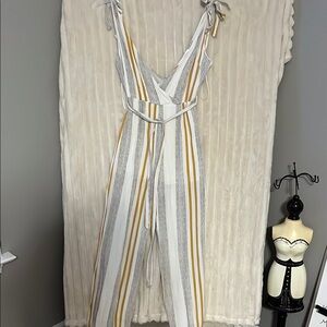 Striped Jumpsuit with Tie Straps